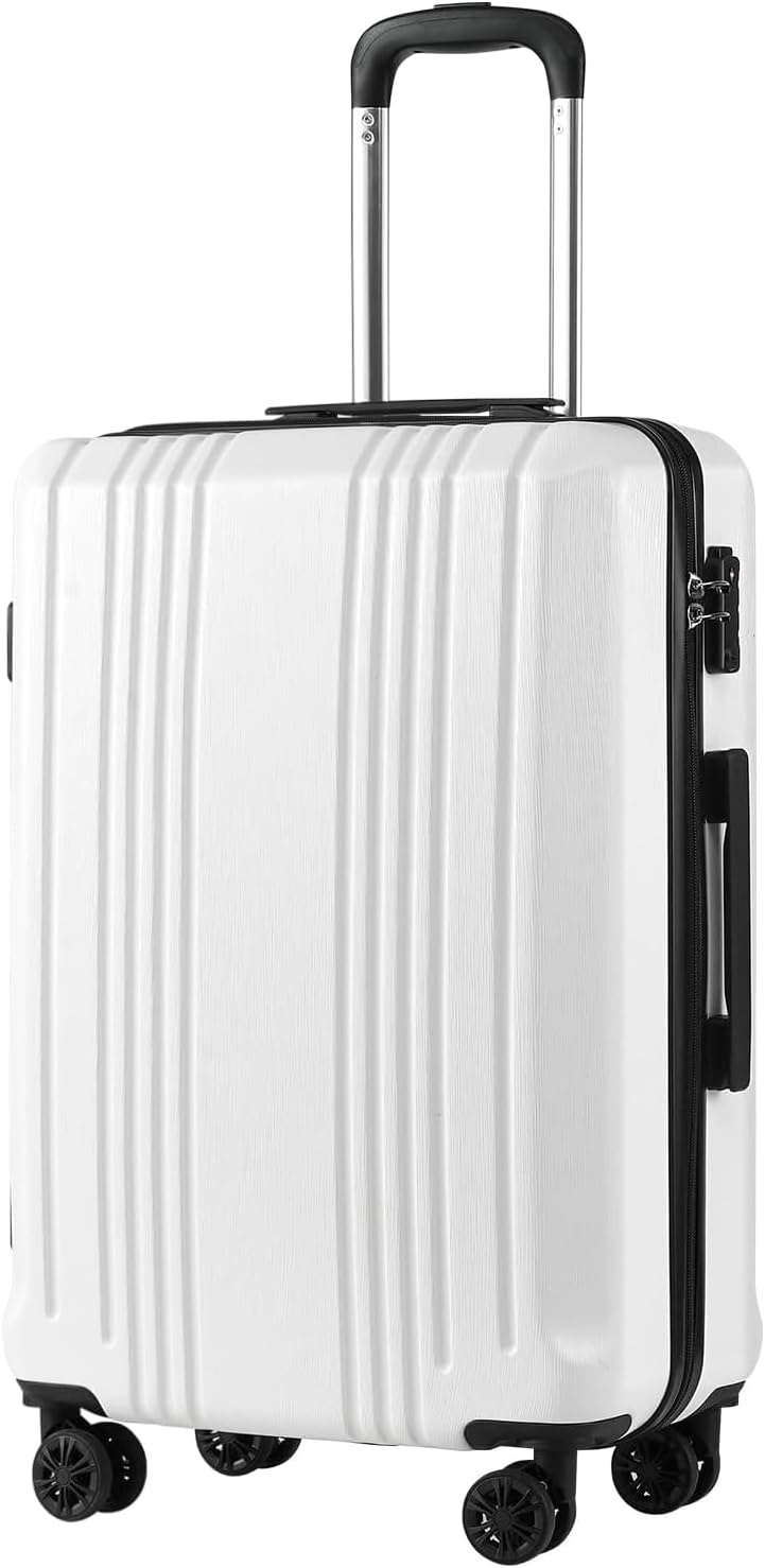 image:imageCoolife PCABS Hardshell Luggage TSA Lock Spinner Wheels 24in Checked PCABS hardshell scratchresistant 360 silent spinner wheels YKK zippers TSA lock aluminum handlewhite
