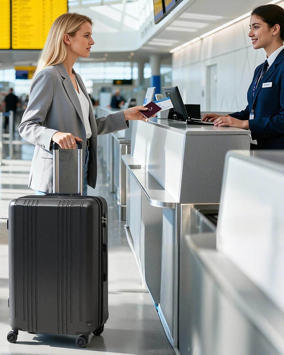 image:imageCoolife PCABS Hardshell Luggage TSA Lock Spinner Wheels 24in Checked PCABS hardshell scratchresistant 360 silent spinner wheels YKK zippers TSA lock aluminum handlegrey