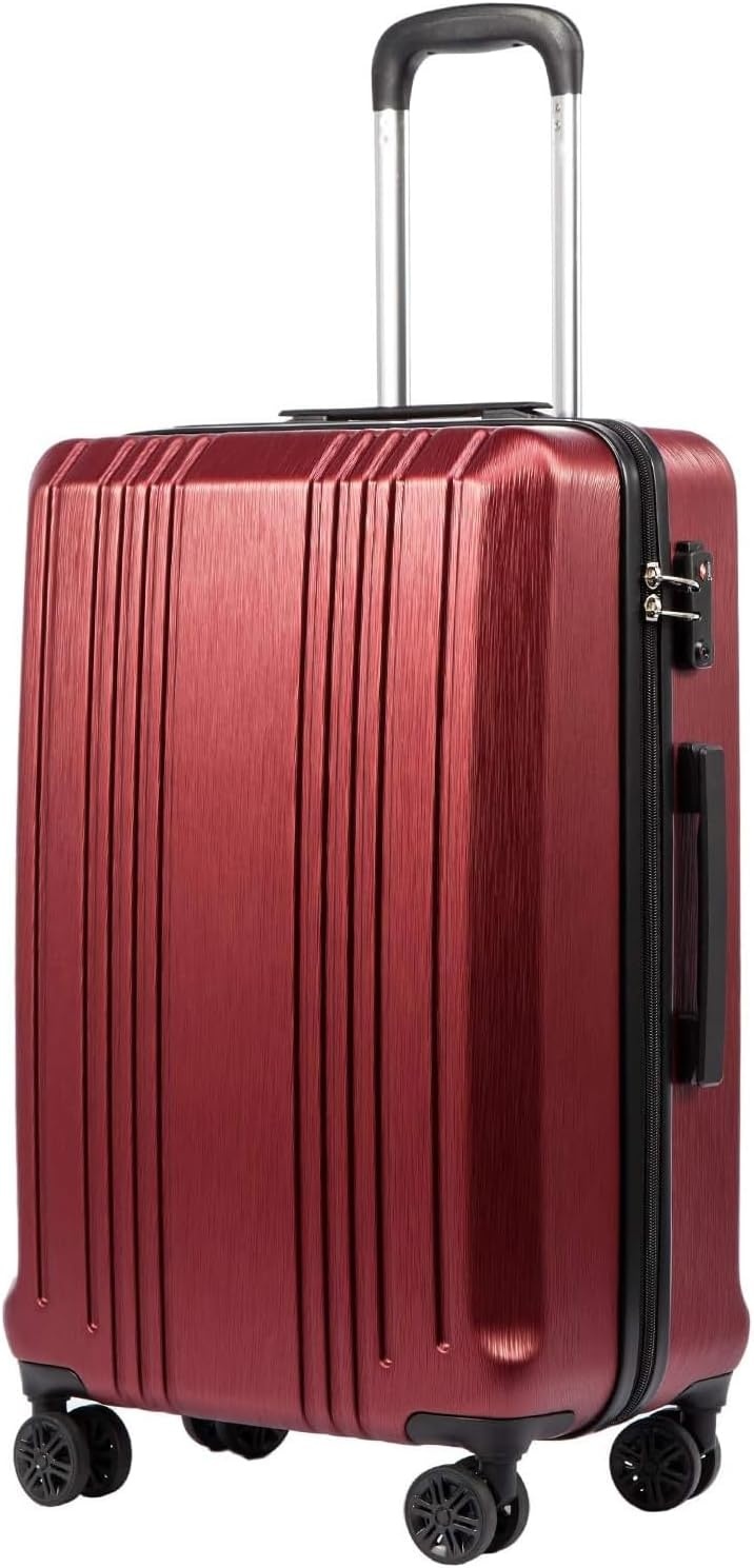 image:imageCoolife PCABS Hardshell Luggage TSA Lock Spinner Wheels 24in Checked PCABS hardshell scratchresistant 360 silent spinner wheels YKK zippers TSA lock aluminum handlewine red