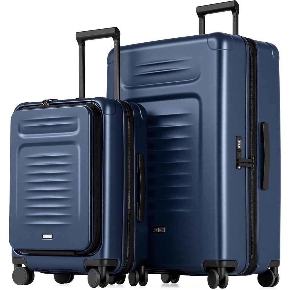 image:imageCoolife Expandable Luggage with TSA Lock 2 Piece Set Black Suitcase Set with 360 SmoothRolling Dual SpinnerDurable Hardshell SuitcasesReinforced Bottom GrooveBlue