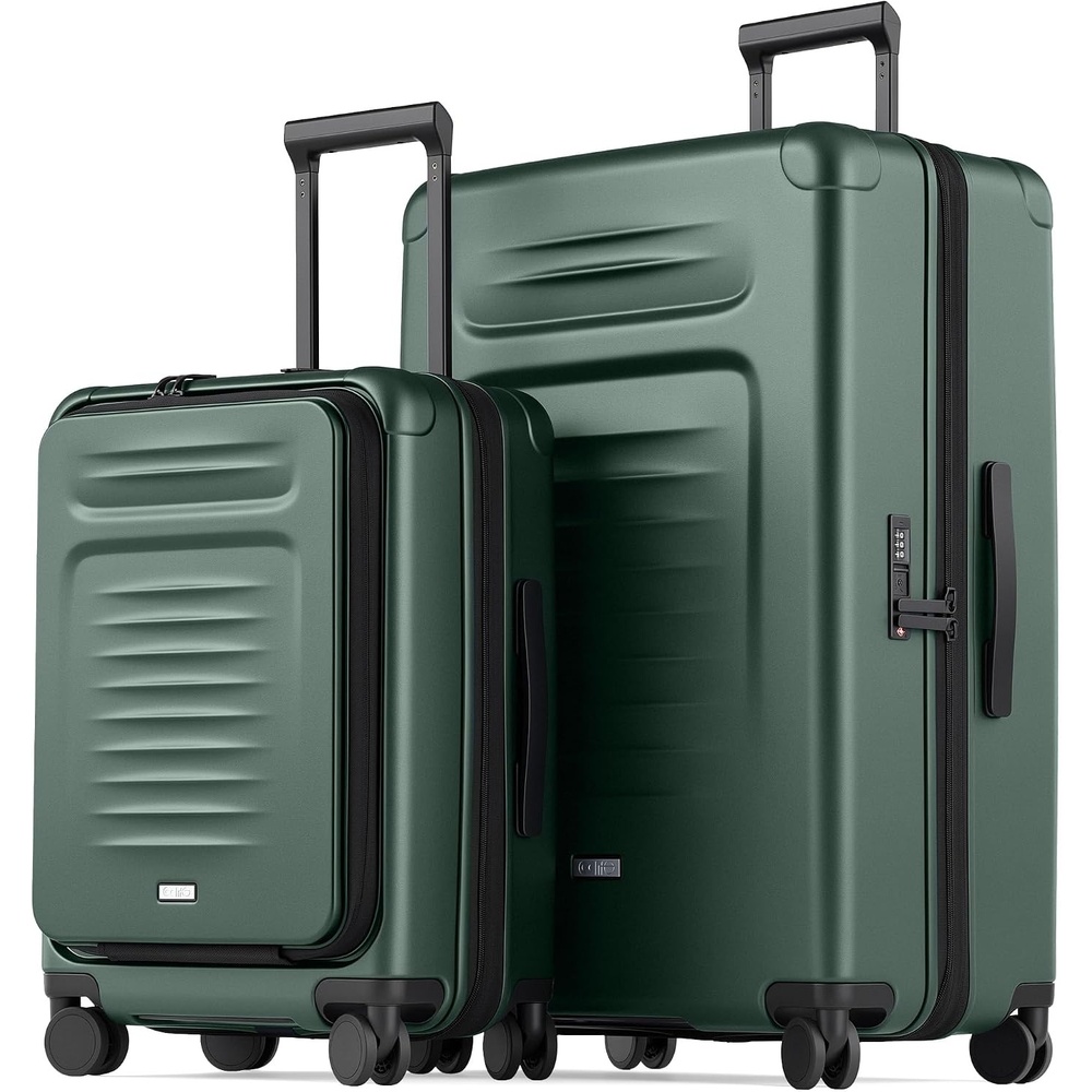 image:imageCoolife Expandable Luggage with TSA Lock 2 Piece Set Black Suitcase Set with 360 SmoothRolling Dual SpinnerDurable Hardshell SuitcasesReinforced Bottom GrooveGreen