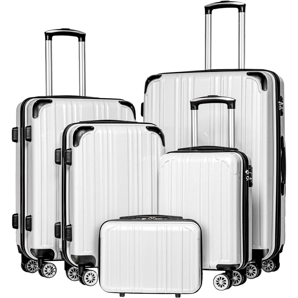 image:imageCoolife Luggage Lightweight and Durable Hardshell 24 in wine wind new  Checked Suitcase with PCABS Hardshell 360 Dual Spinner Wheels TSA Lock YKK Zipper and Aluminum Handlewhite grid new