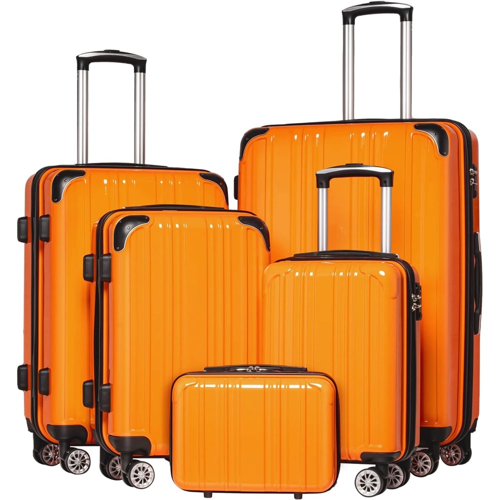 image:imageCoolife Luggage Lightweight and Durable Hardshell 24 in wine wind new Checked Suitcase with PCABS Hardshell 360 Dual Spinner Wheels TSA Lock YKK Zipper and Aluminum Handleorange new