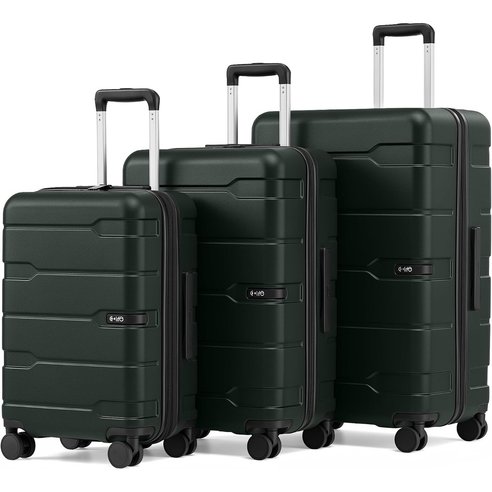 image:imageCoolife Medium Checked Luggage Hardside Suitcase with Spinner Wheels 24in Lightweight ABSPC Rolling Travel Suitcase with TSA Lock Spinner Wheels Durable Zipper CharcoalVintage Olive20
