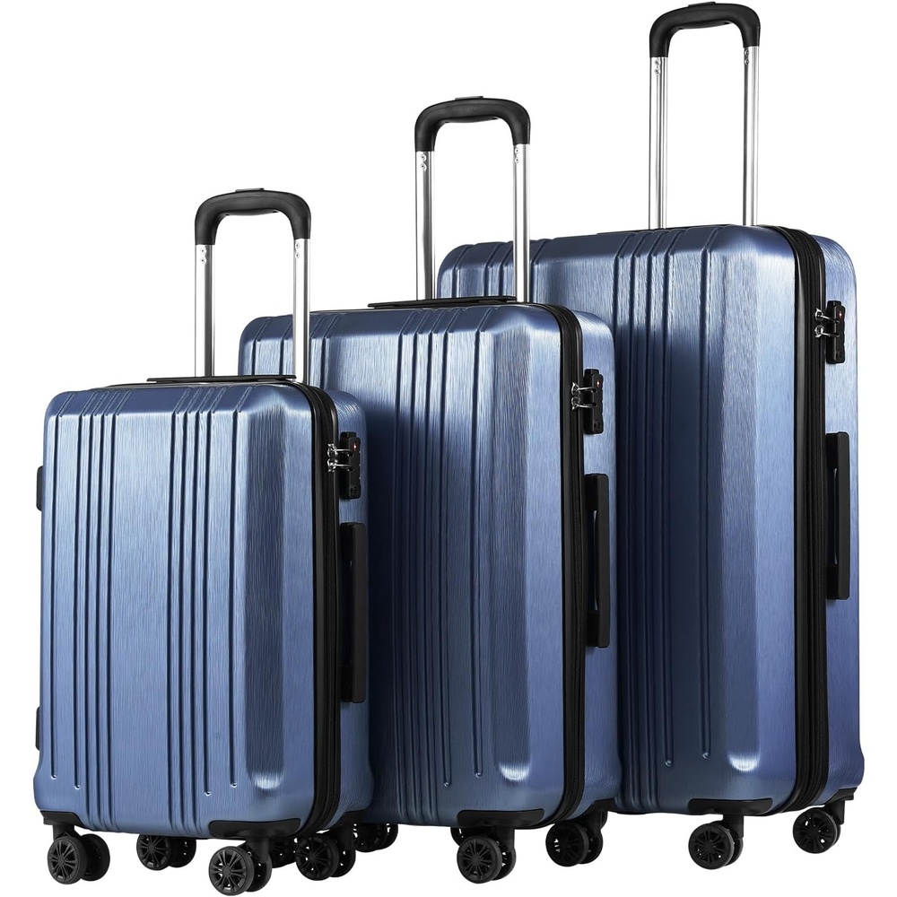 image:imageCoolife PCABS Hardshell Luggage TSA Lock Spinner Wheels 24in Checked PCABS hardshell scratchresistant 360 silent spinner wheels YKK zippers TSA lock aluminum handleice blue