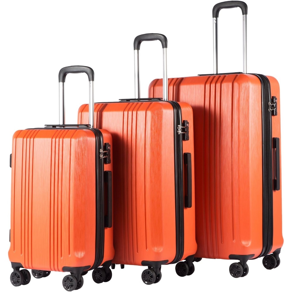 image:imageCoolife PCABS Hardshell Luggage TSA Lock Spinner Wheels 24in Checked PCABS hardshell scratchresistant 360 silent spinner wheels YKK zippers TSA lock aluminum handleorange