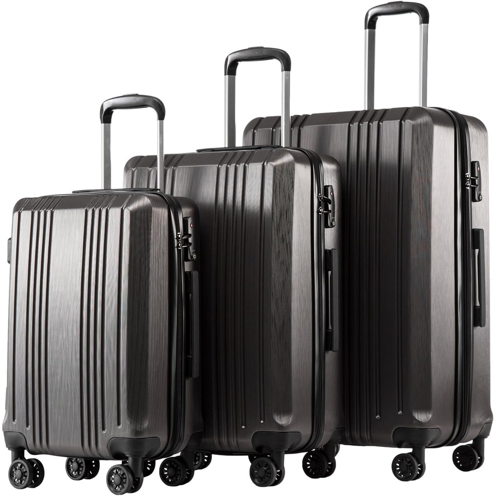 image:imageCoolife PCABS Hardshell Luggage TSA Lock Spinner Wheels 24in Checked PCABS hardshell scratchresistant 360 silent spinner wheels YKK zippers TSA lock aluminum handlegrey