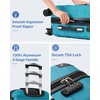 Coolife Hardside ABS Luggage, TSA Lock, Spinner Wheels, 24in Checked | ABS hardshell, scratch-resistant, 360° silent spinner wheels, YKK zippers, TSA lock, aluminum handle(lake blue)