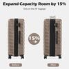 Coolife Lightweight Luggage with TSA Lock,Medium Checked Gray | Durable Hard Shell Suitcase for Travel,360° Smooth-Rolling Dual Spinner Wheels(Brown)