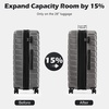 Coolife Lightweight Luggage with TSA Lock,Medium Checked Gray | Durable Hard Shell Suitcase for Travel,360° Smooth-Rolling Dual Spinner Wheels(Gray)
