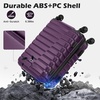 Coolife Lightweight Luggage with TSA Lock,Medium Checked Gray | Durable Hard Shell Suitcase for Travel,360° Smooth-Rolling Dual Spinner Wheels(Purple)