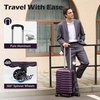 Coolife Lightweight Luggage with TSA Lock,Medium Checked Gray | Durable Hard Shell Suitcase for Travel,360° Smooth-Rolling Dual Spinner Wheels(Purple)