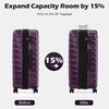 Coolife Lightweight Luggage with TSA Lock,Medium Checked Gray | Durable Hard Shell Suitcase for Travel,360° Smooth-Rolling Dual Spinner Wheels(Purple)