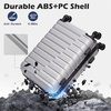 Coolife Lightweight Luggage with TSA Lock,Medium Checked Gray | Durable Hard Shell Suitcase for Travel,360° Smooth-Rolling Dual Spinner Wheels(Silver)