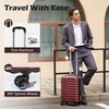 Coolife Lightweight Luggage with TSA Lock,Medium Checked Gray | Durable Hard Shell Suitcase for Travel,360° Smooth-Rolling Dual Spinner Wheels(Wine Red)