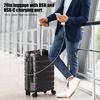 Coolife Luggage Suitcase Carry-on Spinner TSA Lock USB Port Expandable (only 28’’) Lightweight Hardside Luggage (Teal Blue, S(20in_carry on))(Gray)