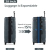 Coolife Medium Checked Luggage Hardside Suitcase with Spinner Wheels, 24in | Lightweight ABS+PC, Rolling Travel Suitcase with TSA Lock, Spinner Wheels, Durable Zipper, Charcoal(Teal)