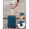 Coolife Medium Checked Luggage Hardside Suitcase with Spinner Wheels, 24in | Lightweight ABS+PC, Rolling Travel Suitcase with TSA Lock, Spinner Wheels, Durable Zipper, Charcoal(Caribbean Blue-New2.0)