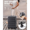 Coolife Medium Checked Luggage Hardside Suitcase with Spinner Wheels, 24in | Lightweight ABS+PC, Rolling Travel Suitcase with TSA Lock, Spinner Wheels, Durable Zipper, Charcoal(Charcoal-New2.0)
