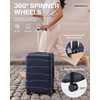 Coolife Medium Checked Luggage Hardside Suitcase with Spinner Wheels, 24in | Lightweight ABS+PC, Rolling Travel Suitcase with TSA Lock, Spinner Wheels, Durable Zipper, Charcoal(Ink Navy2.0)