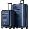 Coolife Expandable Luggage with TSA Lock 2 Piece Set Black | Suitcase Set with 360° Smooth-Rolling Dual Spinner,Durable Hardshell Suitcases,Reinforced Bottom Groove(Blue)