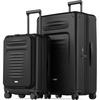 Coolife Expandable Luggage with TSA Lock 2 Piece Set Black | Suitcase Set with 360° Smooth-Rolling Dual Spinner,Durable Hardshell Suitcases,Reinforced Bottom Groove(Black)