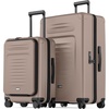 Coolife Expandable Luggage with TSA Lock 2 Piece Set Black | Suitcase Set with 360° Smooth-Rolling Dual Spinner,Durable Hardshell Suitcases,Reinforced Bottom Groove(Apricot)