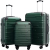 Coolife Hardside ABS Luggage, TSA Lock, Spinner Wheels, 24in Checked | ABS hardshell, scratch-resistant, 360° silent spinner wheels, YKK zippers, TSA lock, aluminum handle(dark green)