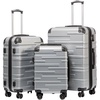 Coolife Hardside ABS Luggage, TSA Lock, Spinner Wheels, 24in Checked | ABS hardshell, scratch-resistant, 360° silent spinner wheels, YKK zippers, TSA lock, aluminum handle(silver)