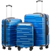Coolife Hardside ABS Luggage, TSA Lock, Spinner Wheels, 24in Checked | ABS hardshell, scratch-resistant, 360° silent spinner wheels, YKK zippers, TSA lock, aluminum handle(blue)