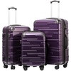 Coolife Hardside ABS Luggage, TSA Lock, Spinner Wheels, 24in Checked | ABS hardshell, scratch-resistant, 360° silent spinner wheels, YKK zippers, TSA lock, aluminum handle(purple)