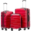 Coolife Hardside ABS Luggage, TSA Lock, Spinner Wheels, 24in Checked | ABS hardshell, scratch-resistant, 360° silent spinner wheels, YKK zippers, TSA lock, aluminum handle(red)