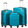 Coolife Hardside ABS Luggage, TSA Lock, Spinner Wheels, 24in Checked | ABS hardshell, scratch-resistant, 360° silent spinner wheels, YKK zippers, TSA lock, aluminum handle(lake blue)