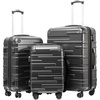 Coolife Hardside ABS Luggage, TSA Lock, Spinner Wheels, 24in Checked | ABS hardshell, scratch-resistant, 360° silent spinner wheels, YKK zippers, TSA lock, aluminum handle(Grey)