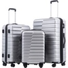 Coolife Lightweight Luggage with TSA Lock,Medium Checked Gray | Durable Hard Shell Suitcase for Travel,360° Smooth-Rolling Dual Spinner Wheels(Silver)