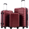 Coolife Lightweight Luggage with TSA Lock,Medium Checked Gray | Durable Hard Shell Suitcase for Travel,360° Smooth-Rolling Dual Spinner Wheels(Wine Red)