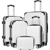 Coolife Luggage, Lightweight and Durable Hardshell, 24 in, wine wind new | Checked Suitcase with PC+ABS Hardshell, 360° Dual Spinner Wheels, TSA Lock, YKK Zipper, and Aluminum Handle(white grid new)