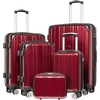 Coolife Luggage, Lightweight and Durable Hardshell, 24 in, wine wind new | Checked Suitcase with PC+ABS Hardshell, 360° Dual Spinner Wheels, TSA Lock, YKK Zipper, and Aluminum Handle(wine wind new)