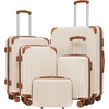 Coolife Luggage, Lightweight and Durable Hardshell, 24 in, wine wind new | Checked Suitcase with PC+ABS Hardshell, 360° Dual Spinner Wheels, TSA Lock, YKK Zipper, and Aluminum Handle(apricot white)