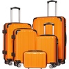 Coolife Luggage, Lightweight and Durable Hardshell, 24 in, wine wind new | Checked Suitcase with PC+ABS Hardshell, 360° Dual Spinner Wheels, TSA Lock, YKK Zipper, and Aluminum Handle(orange new)
