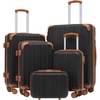Coolife Luggage, Lightweight and Durable Hardshell, 24 in, wine wind new | Checked Suitcase with PC+ABS Hardshell, 360° Dual Spinner Wheels, TSA Lock, YKK Zipper, and Aluminum Handle(apricot black)