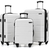 Coolife Medium Checked Luggage Hardside Suitcase with Spinner Wheels, 24in | Lightweight ABS+PC, Rolling Travel Suitcase with TSA Lock, Spinner Wheels, Durable Zipper, Charcoal(White)