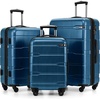 image:imageCoolife Medium Checked Luggage Hardside Suitcase with Spinner Wheels 24in  Lightweight ABSPC Rolling Travel Suitcase with TSA Lock Spinner Wheels Durable Zipper CharcoalCaribbean Blue
