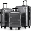 Coolife Medium Checked Luggage Hardside Suitcase with Spinner Wheels, 24in | Lightweight ABS+PC, Rolling Travel Suitcase with TSA Lock, Spinner Wheels, Durable Zipper, Charcoal(Charcoal)