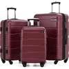 Coolife Medium Checked Luggage Hardside Suitcase with Spinner Wheels, 24in | Lightweight ABS+PC, Rolling Travel Suitcase with TSA Lock, Spinner Wheels, Durable Zipper, Charcoal(Radiant Pink)
