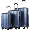 Coolife PC+ABS Hardshell Luggage, TSA Lock, Spinner Wheels, 24in Checked | PC+ABS hardshell, scratch-resistant, 360° silent spinner wheels, YKK zippers, TSA lock, aluminum handle(ice blue)