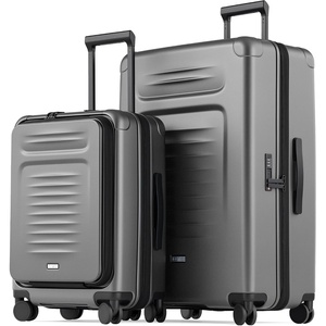 Coolife Expandable Luggage with TSA Lock 2 Piece Set Black | Suitcase Set with 360° Smooth-Rolling Dual Spinner,Durable Hardshell Suitcases,Reinforced Bottom Groove(Grey)