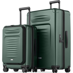 Coolife Expandable Luggage with TSA Lock 2 Piece Set Black | Suitcase Set with 360° Smooth-Rolling Dual Spinner,Durable Hardshell Suitcases,Reinforced Bottom Groove(Green)