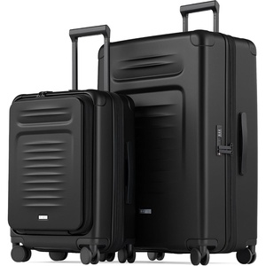 Coolife Expandable Luggage with TSA Lock 2 Piece Set Black | Suitcase Set with 360° Smooth-Rolling Dual Spinner,Durable Hardshell Suitcases,Reinforced Bottom Groove(Black)