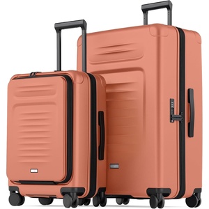Coolife Expandable Luggage with TSA Lock 2 Piece Set Black | Suitcase Set with 360° Smooth-Rolling Dual Spinner,Durable Hardshell Suitcases,Reinforced Bottom Groove(Orange)